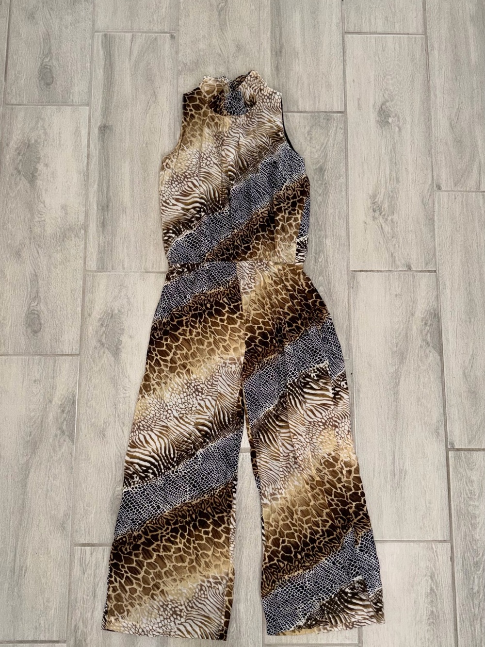 London Fog Animal Print Sleeveless Jumpsuit - Size Girls Medium